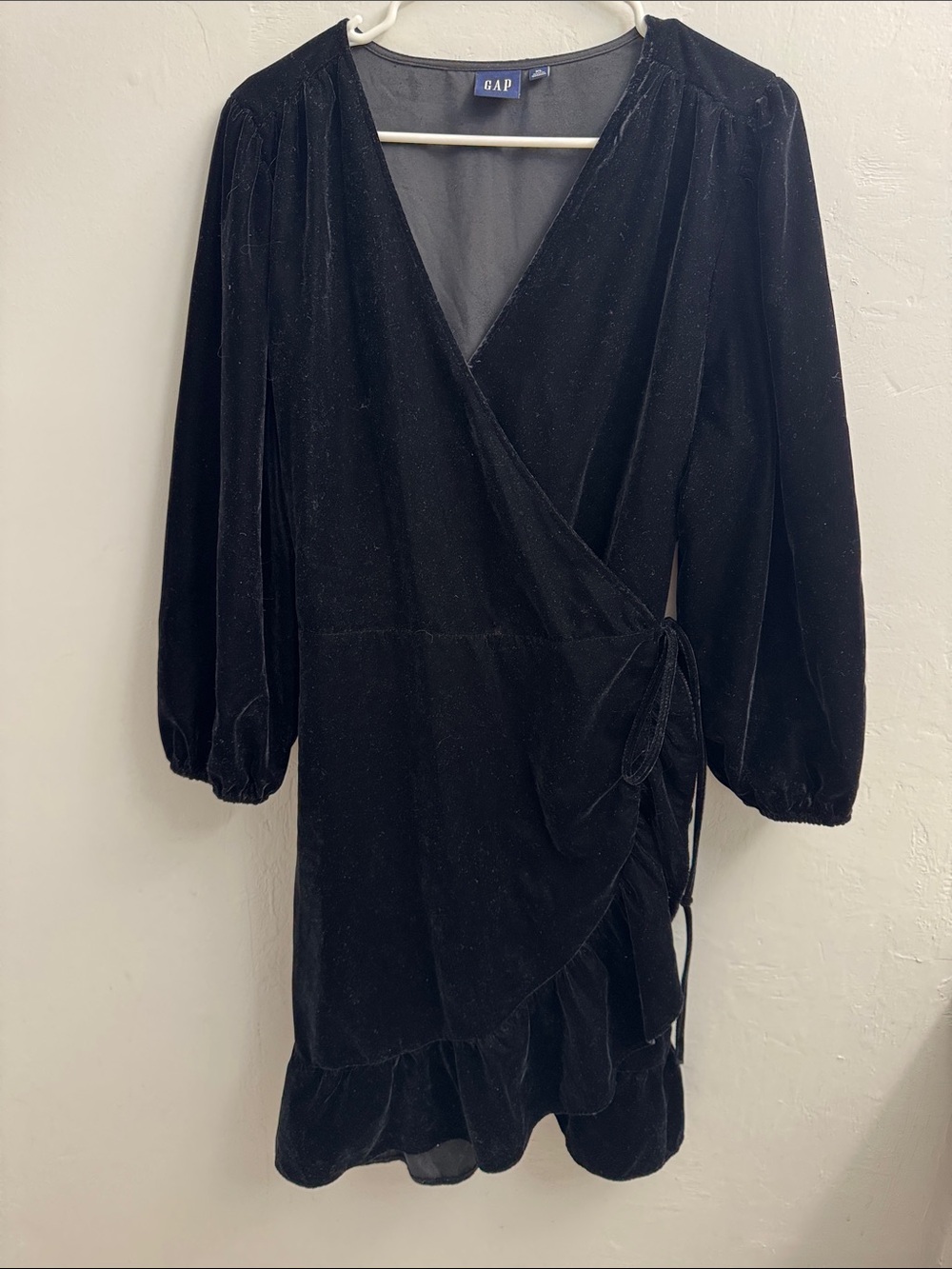 GAP Black Velvet Wrap Mini Dress